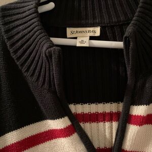 St. John's Bay Men's Black and White Zip-Up Sweater